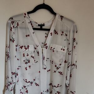 Express White Floral Women's Top